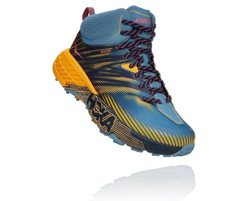 Hoka One One Dame Speedgoat Mid Gore-tex 2 Trail Løpesko Provincial Blå/Saffron Norge-08JAK